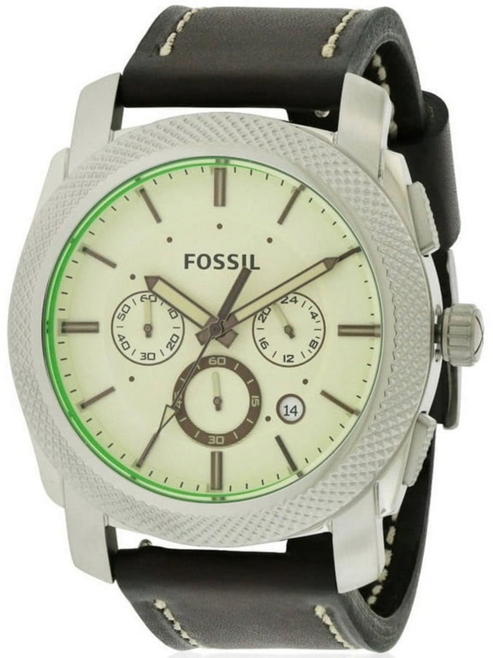 Fossil Men's Chronograph Watch in Cream Dial & Brown Strap